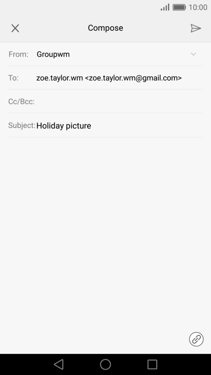 Press the text input field and write the text for your email message.