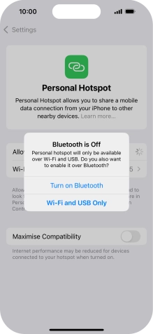If Wi-Fi is turned on, press Wi-Fi and USB Only.