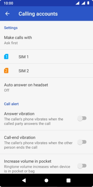 Press the name of the SIM.