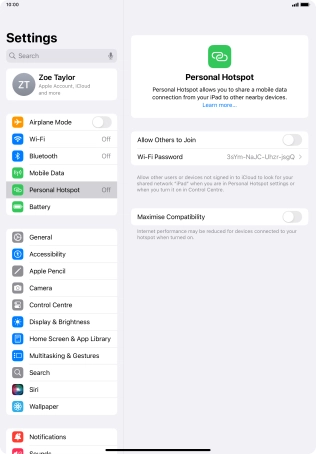 Press Wi-Fi Password and key in the required password.