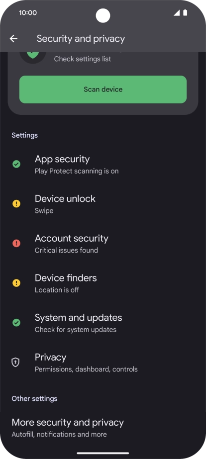 Press More security and privacy.