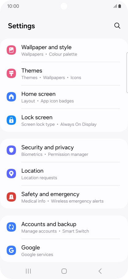 Press Security and privacy.