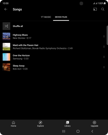 Press the required audio file.