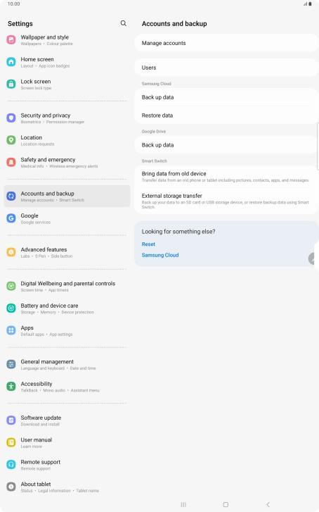 Press Manage accounts.