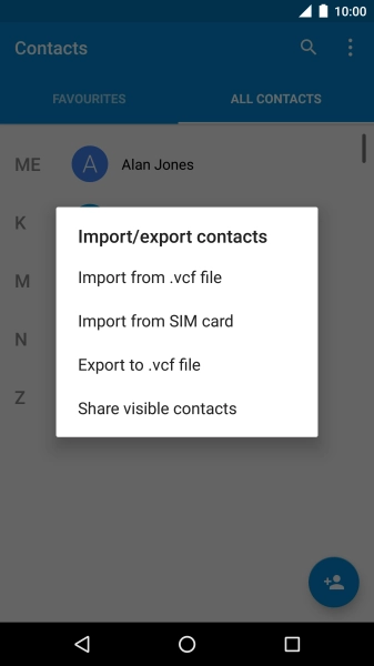 Press Import from SIM card.