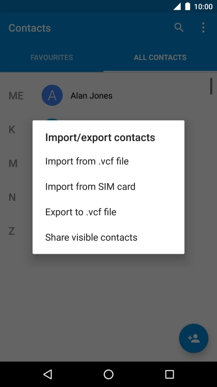 Press Import from SIM card.