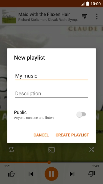 Key in a name for the playlist and press CREATE PLAYLIST.