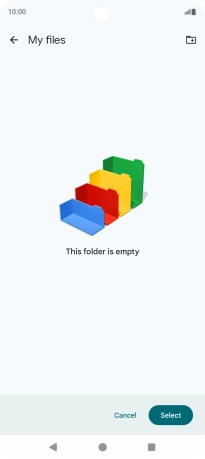 To create a new folder, press the new folder icon and follow the instructions on the screen to create a new folder.