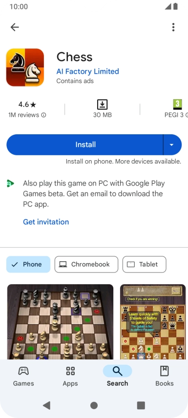 Press Install and follow the instructions on the screen to install the app.