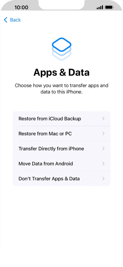 You can transfer content from an Android phone when your phone is activated for the first time and after a factory reset. When this screen is displayed, your phone is ready to transfer content from an Android phone.