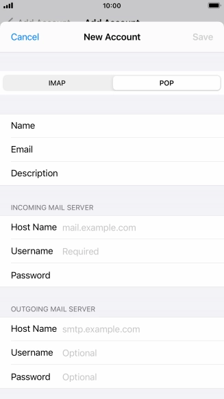 Press Host Name and key in the name of your email provider's incoming server.