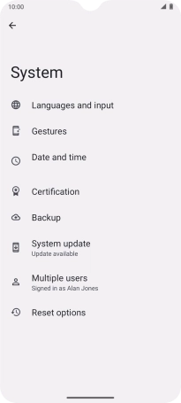 Press Reset options.