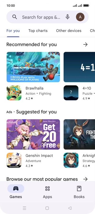 Press the search field.