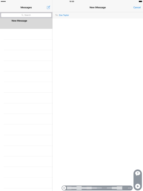 Let go to stop the sound recording and press arrow up to send the sound recording.