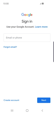 If you don't have a Google account, press Create account and follow the instructions on the screen to create an account.