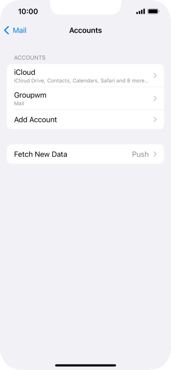 Press the name of the email account you've just set up.