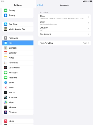 Press the name of the email account you've just set up.