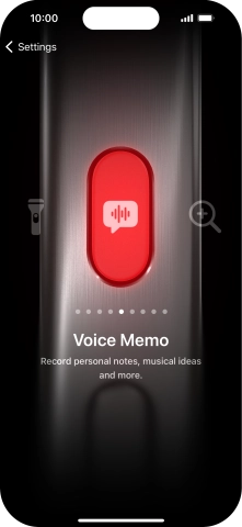 Slide your finger right or left on the screen to select the required function.