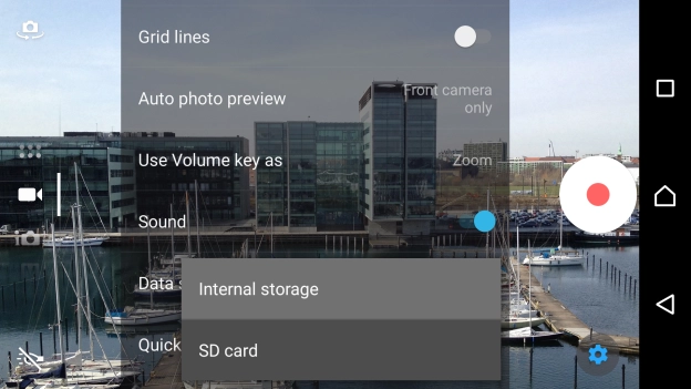 Press Internal storage to save your video clips in the phone memory.
