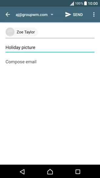 Press the text input field and write the text for your email message.