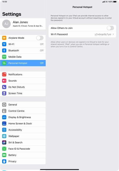 Press Wi-Fi Password and key in the required password.