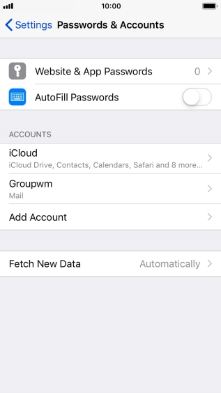 Press the name of the email account you've just set up.