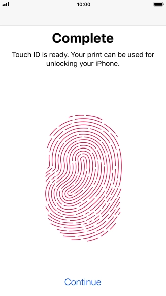 Press Continue. If you haven't previously selected a phone lock code, key in a code of your own choice twice.