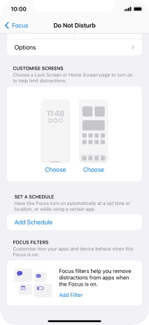 Press Add Schedule and follow the instructions on the screen to select settings for automatic activation of Do Not Disturb.
