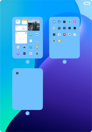 Press the field below the required home screen page to turn page view on or off.