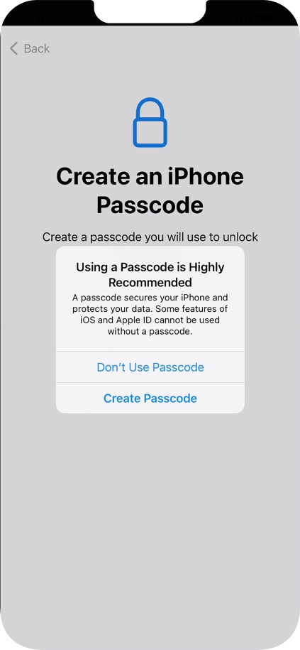 If you turn off the function, press Don't Use Passcode.