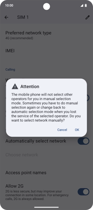 Press OK and your phone will search for networks.