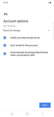 If this screen is displayed, you email account has been recognised and set up automatically. Follow the instructions on the screen to key in more information and finish setting up your phone.