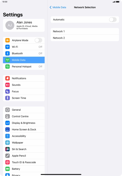 If you turn off the function, press the required network.