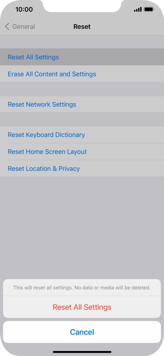Press Reset All Settings.