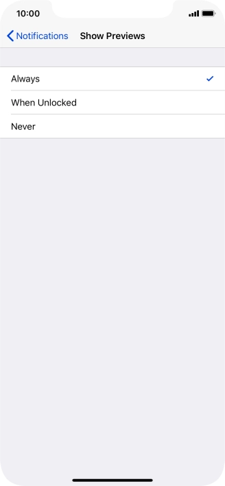 To select notification preview on the lock screen, press Always.