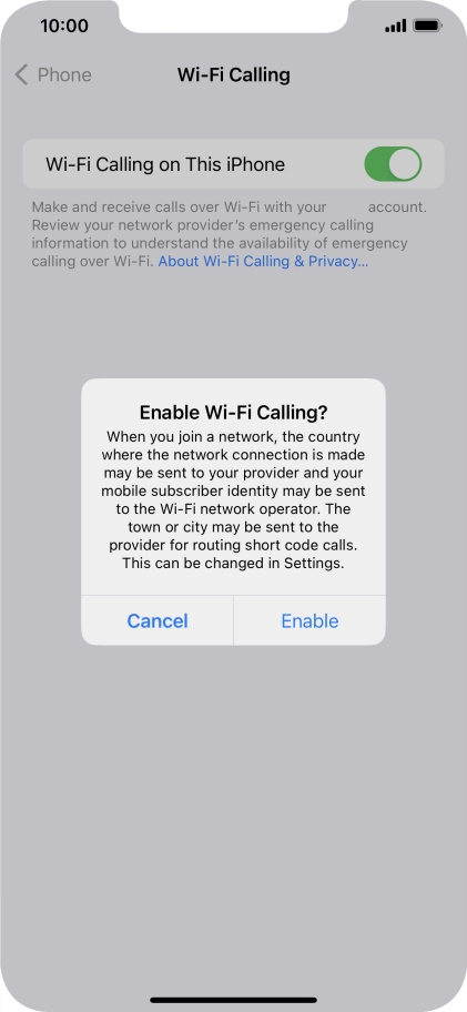 If you turn on the function, press Enable.