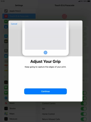 Press Continue. If you haven't previously selected a lock code, key in a code of your own choice twice.