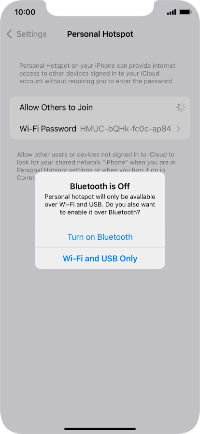 If Wi-Fi is turned on, press Wi-Fi and USB Only.