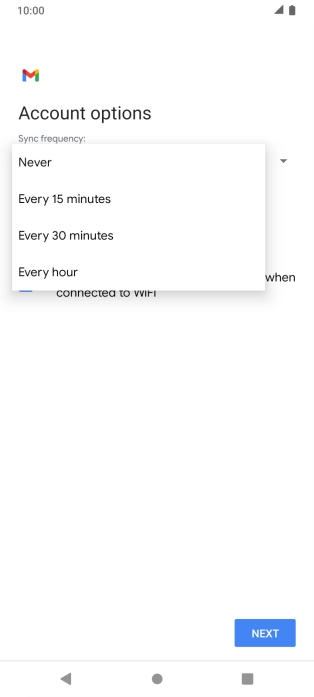 Press the required setting.