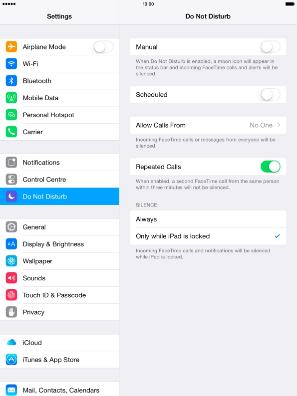 Press the indicator next to 