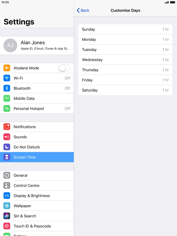 Press the required days.
