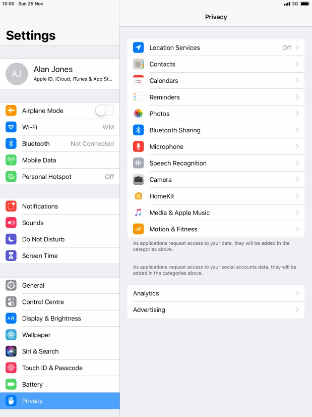 Press Location Services.