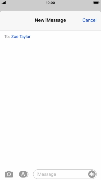 If the recipient can receive iMessages, iMessage is displayed in the text input field.
