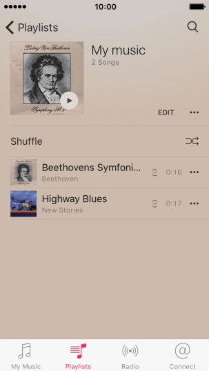 Go to the required category or playlist and press the required audio file.