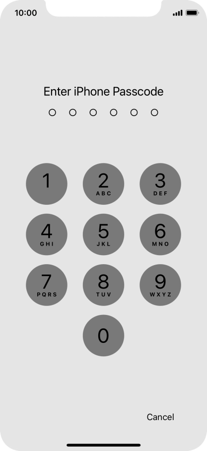 Use the phone lock code you created.