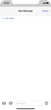 If the recipient can receive iMessages, iMessage is displayed in the text input field.