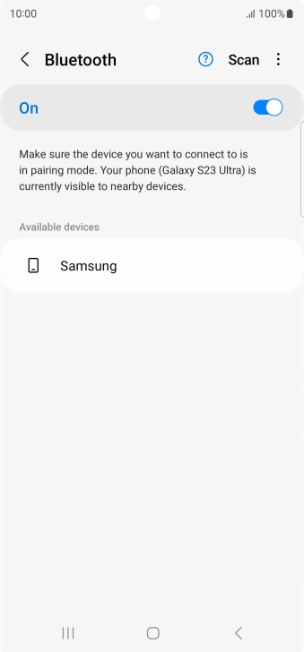 Press the required Bluetooth device and follow the instructions on the screen to pair the device with your phone.
