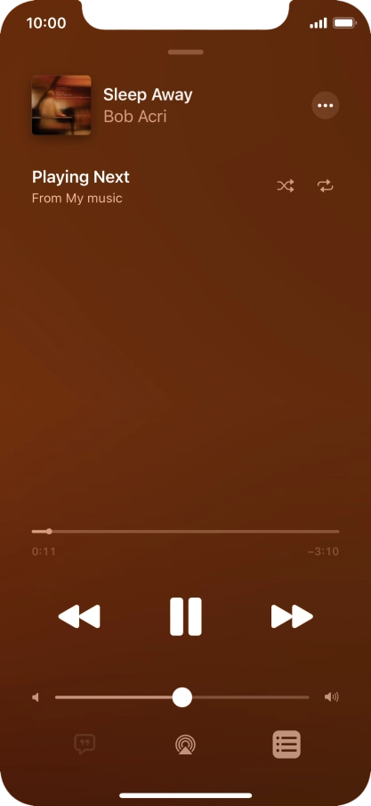 Press the shuffle icon to turn the function on or off.