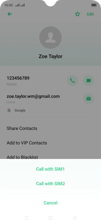 Press Call with ‹SIM›.