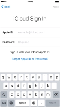 Press example@icloud.com and key in the username for your Apple ID.